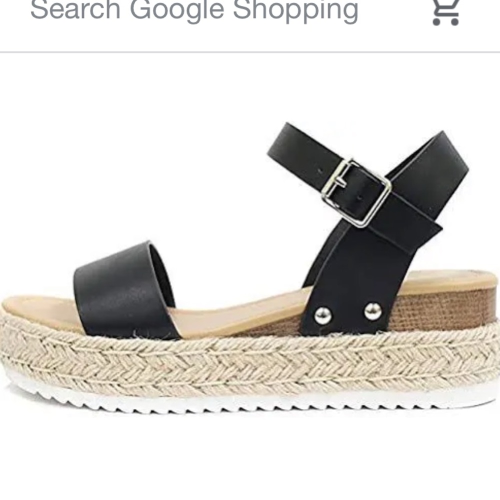 SODA Womens Casual Clip Espadrilles Trim Flatform Studded Wedge